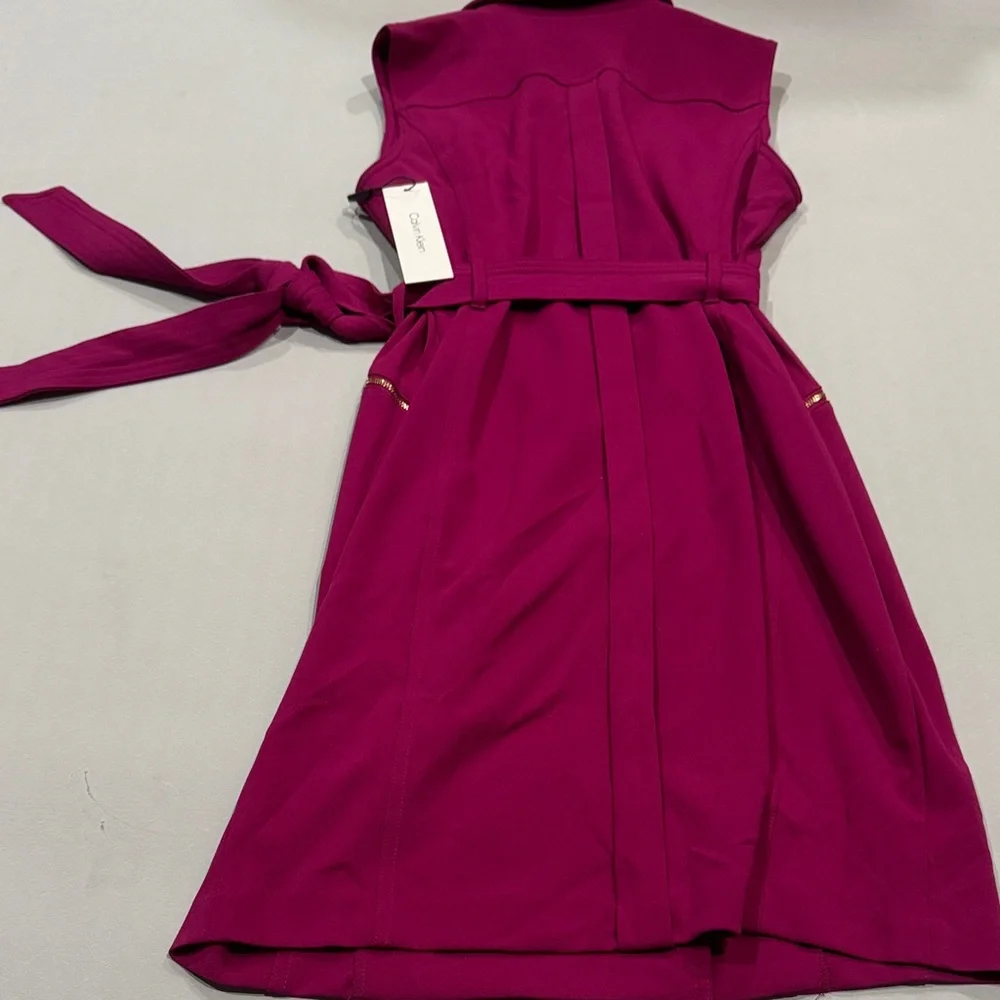 Calvin Klein Magenta Midi Dress with Gold Zipper - Picture 6 of 6